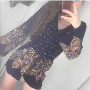 One Clothing Navy Printed Romper